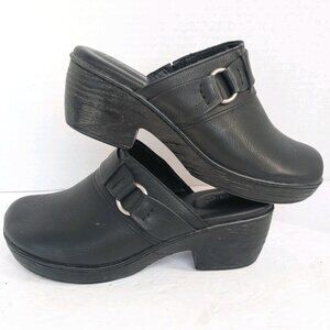 BOC Born Clogs Womens 8 M Polly Black Faux Leather O-Ring Accent 90s-Style